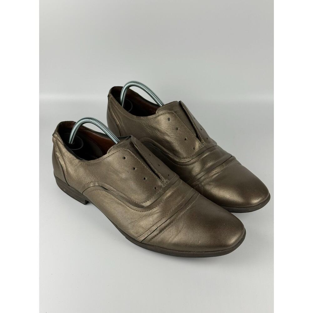 Cole Haan Womens Oxfords Gold Metallic Leather Slip On Lunarlon D32184 10.5B